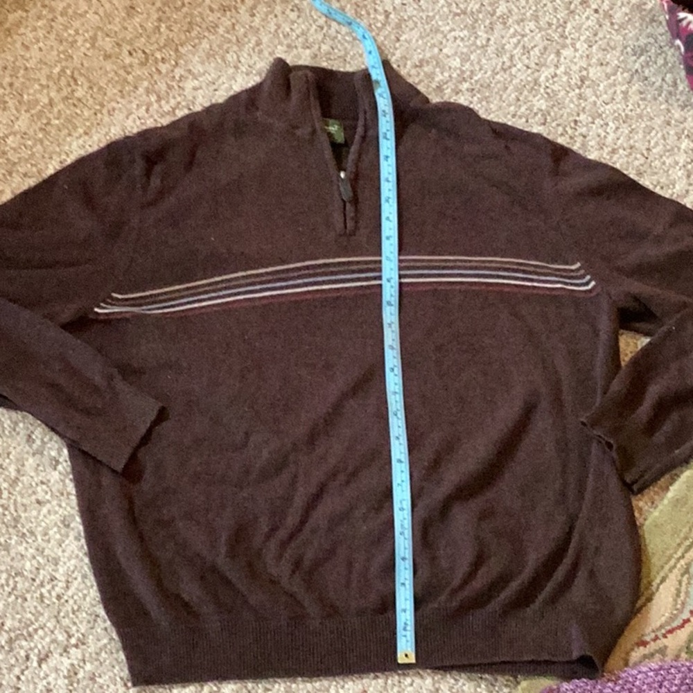 Eddie Bauer BROWN  Cotton BLEND 1/4 Zip NECK SWEATER  Sz LG  UNISEX